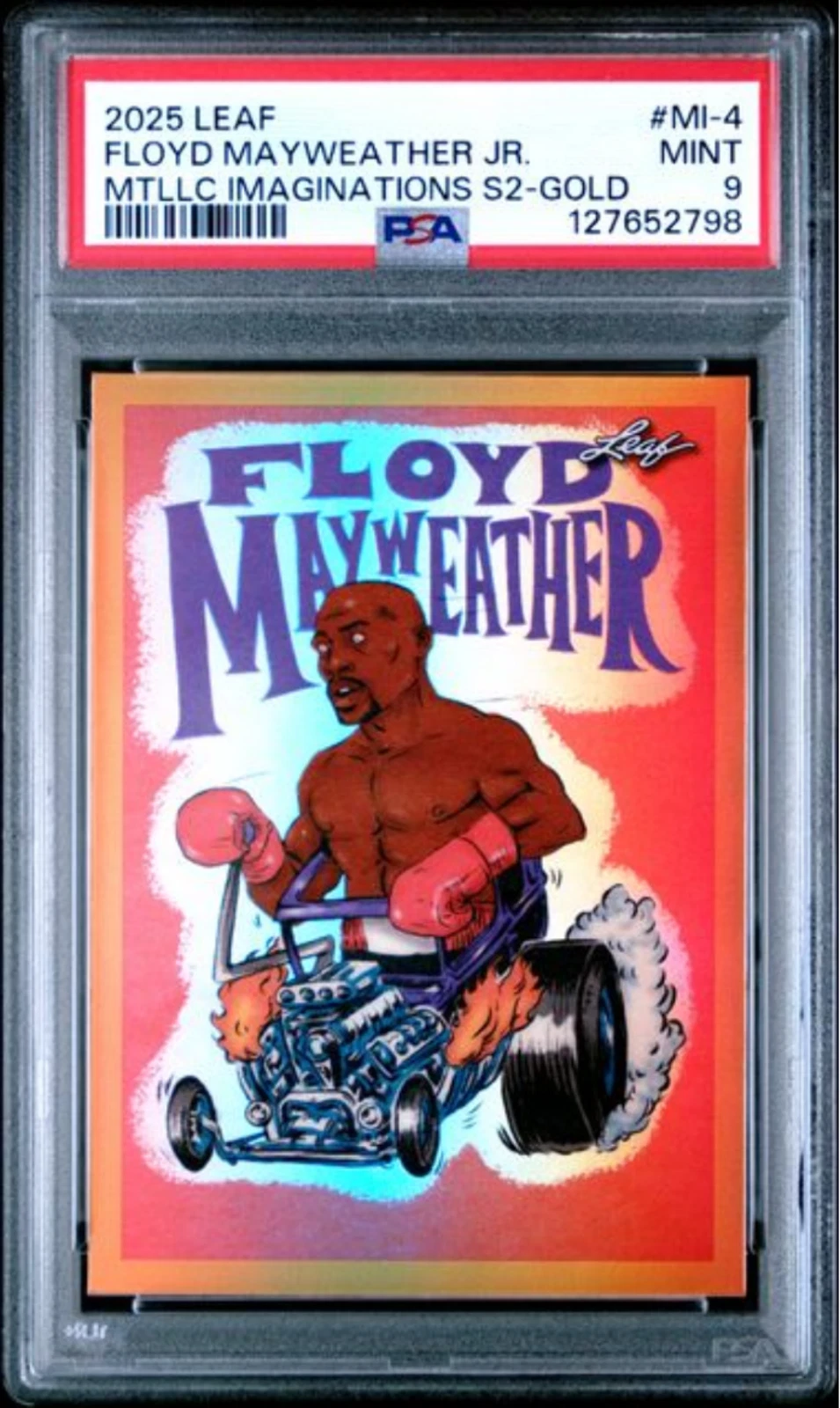 Graded 2025 Leaf Floyd Mayweather Jr #MI4 Metallic Series 2 Gold /99 Card PSA 9