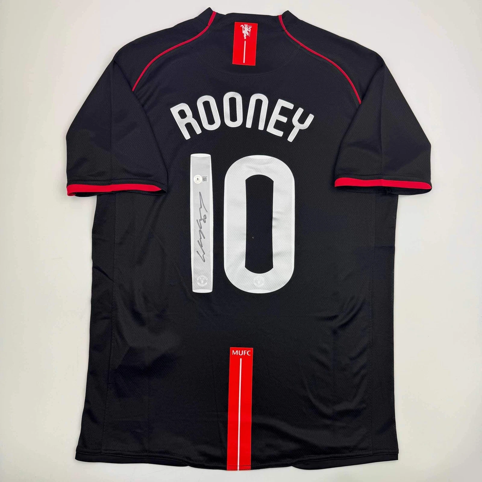 Autographed/Signed Wayne Rooney Manchester United Black 08 Final Jersey BAS COA