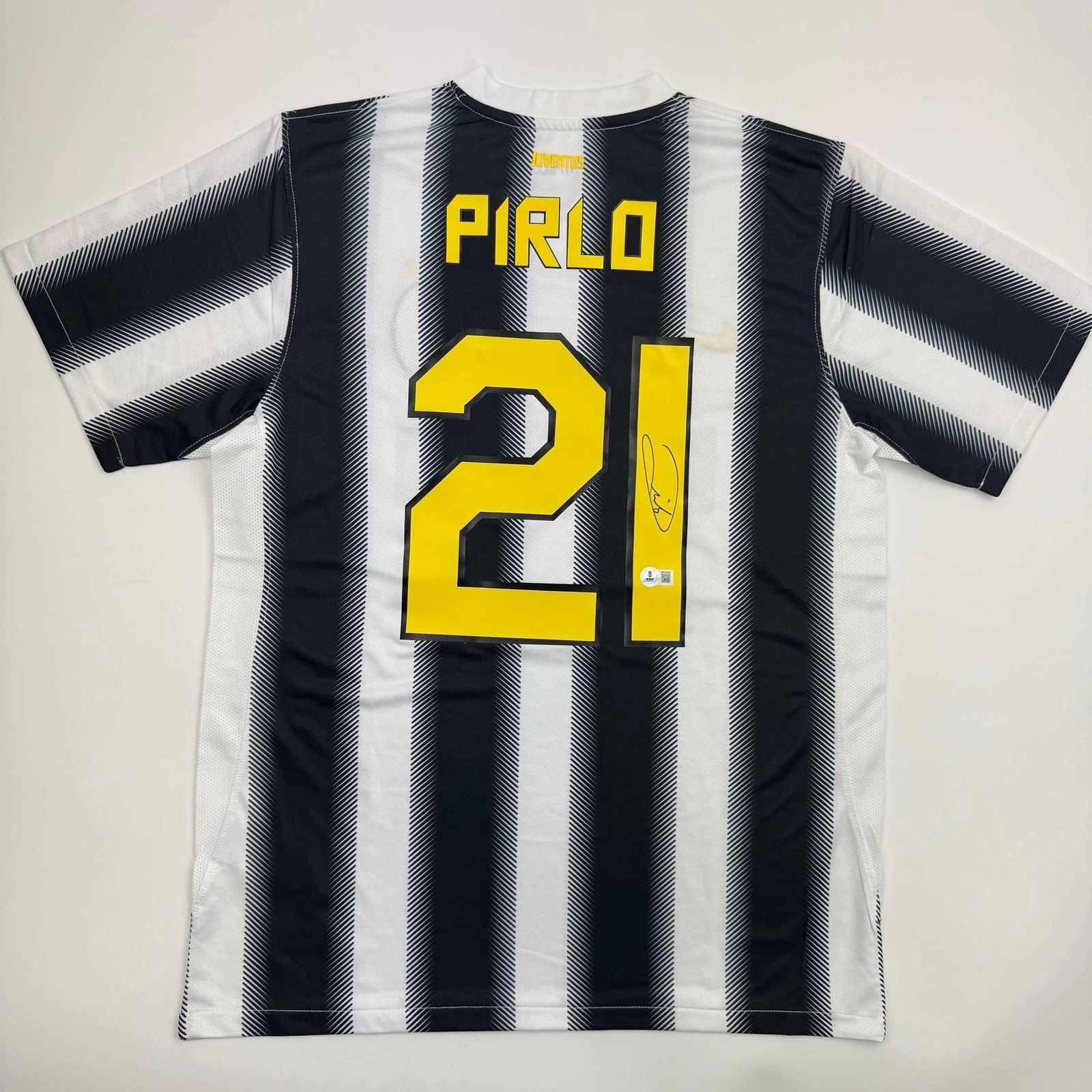 Autographed/Signed Andrea Pirlo Juventus White Soccer Jersey Beckett BAS COA