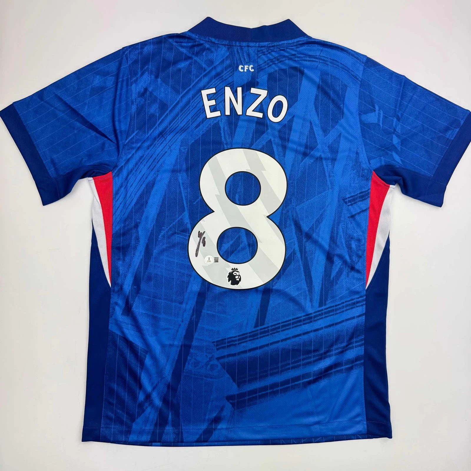 Autographed/Signed Enzo Fernandez Chelsea FC Blue Soccer Jersey Beckett BAS COA