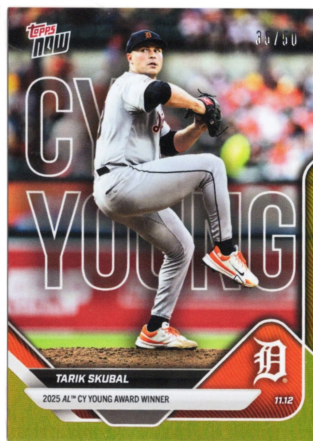 2025 Topps Now Tarik Skubal #OS5 Gold Foil /50 Detroit Tigers Baseball Card