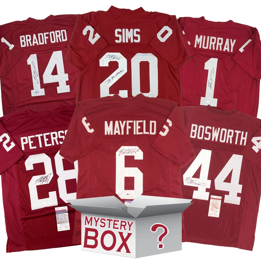 Autographed/Signed Oklahoma College Football Jersey Mystery Box PSA JSA BAS COA