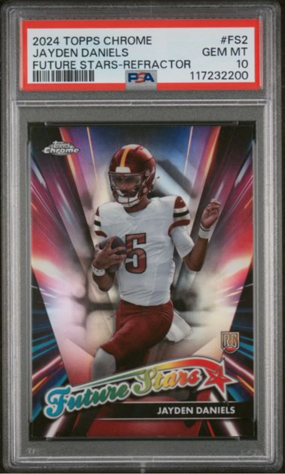 Graded 2024 Topps Chrome Jayden Daniels #FS2 Refractor Rookie RC Card PSA 10