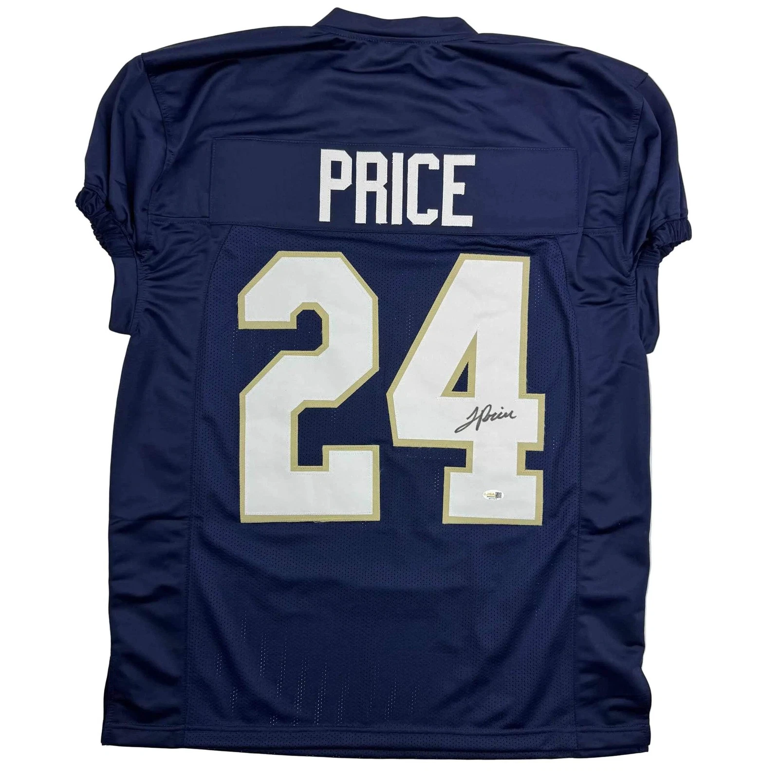 Autographed/Signed JaDarian Price Notre Dame Blue College Jersey JSA COA
