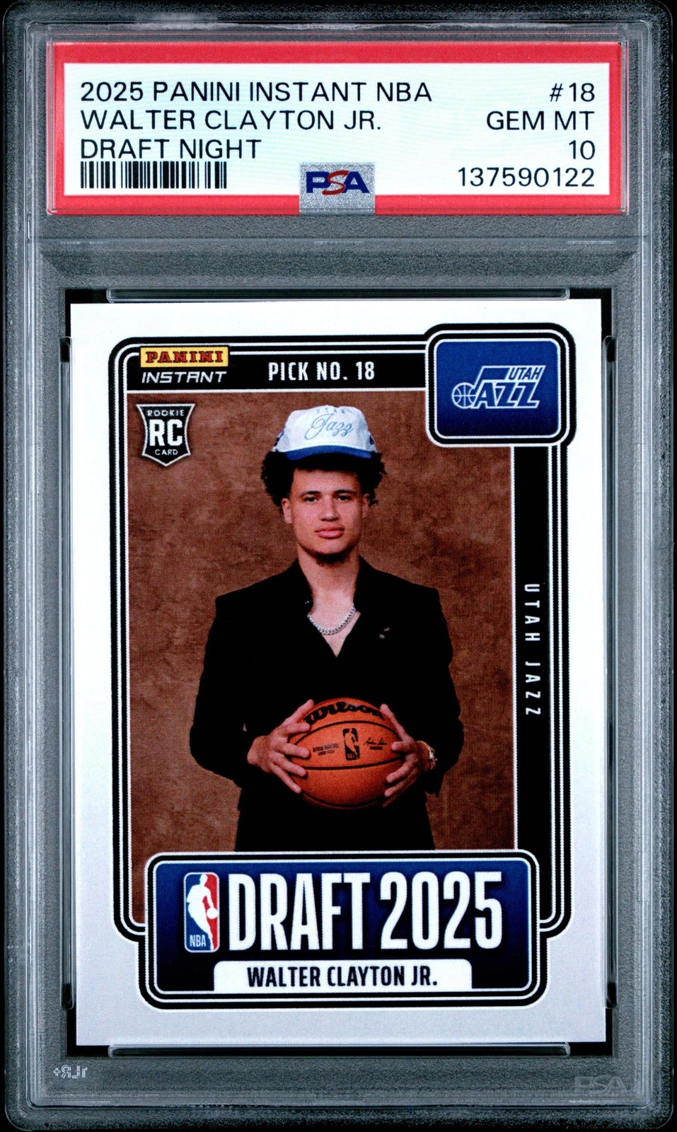 Graded 2025 Panini Instant Walter Clayton Jr. #18 Rookie RC Card PSA 10 Gem Mint