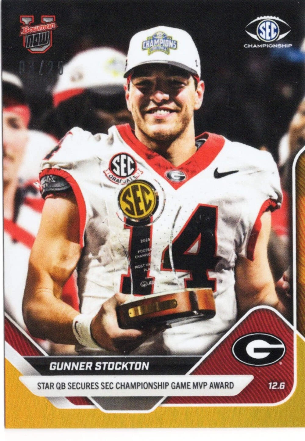 2025 Topps Bowman U Now Gunner Stockton #57 Orange Foil /25 Rookie Football Card