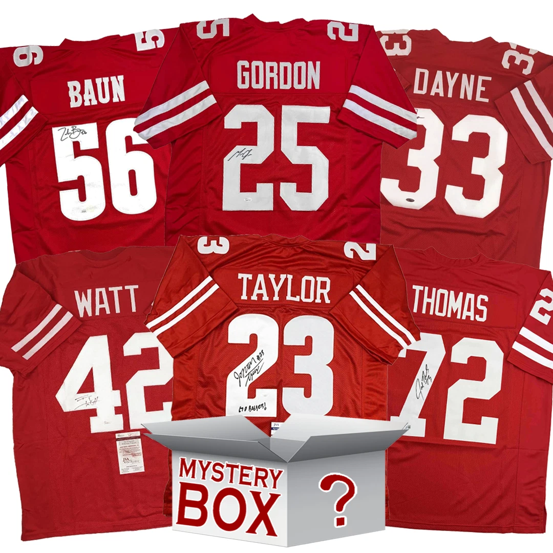 Autographed/Signed Wisconsin College Football Jersey Mystery Box PSA JSA BAS COA