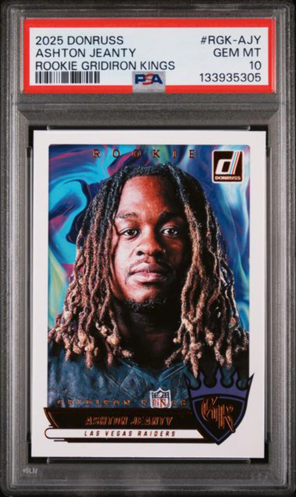 Graded 2025 Donruss Gridiron Kings Ashton Jeanty #RGKAJY Rookie Card PSA 10