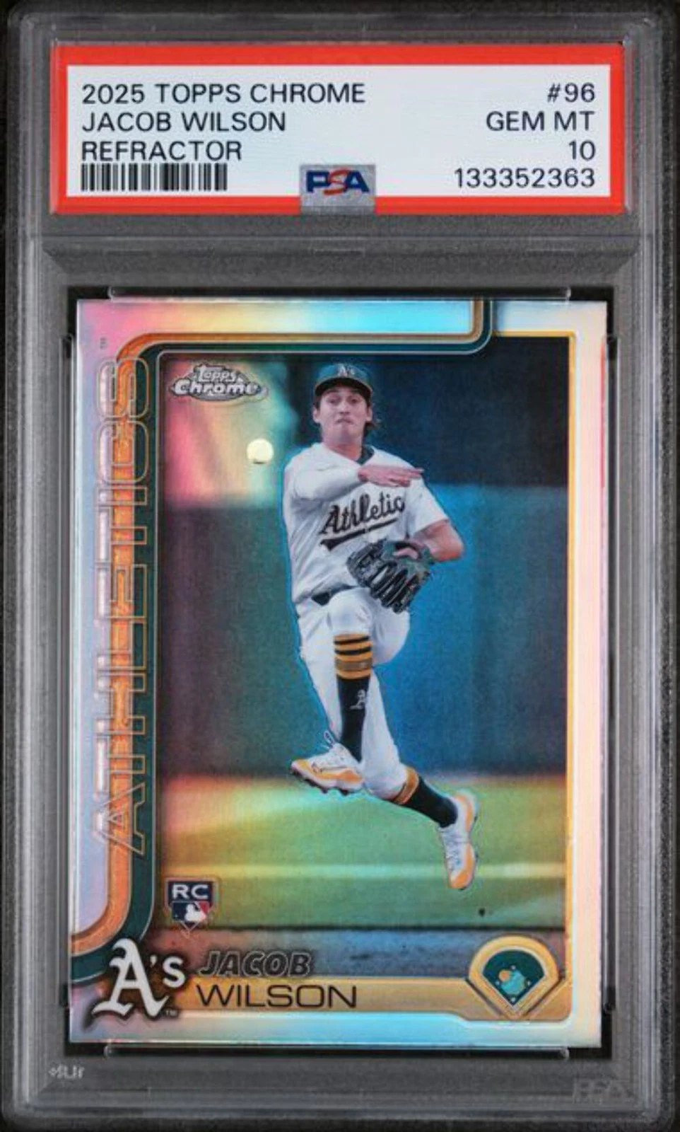 Graded 2025 Topps Chrome Jacob Wilson #96 Refractor Rookie RC Card PSA 10 Mint