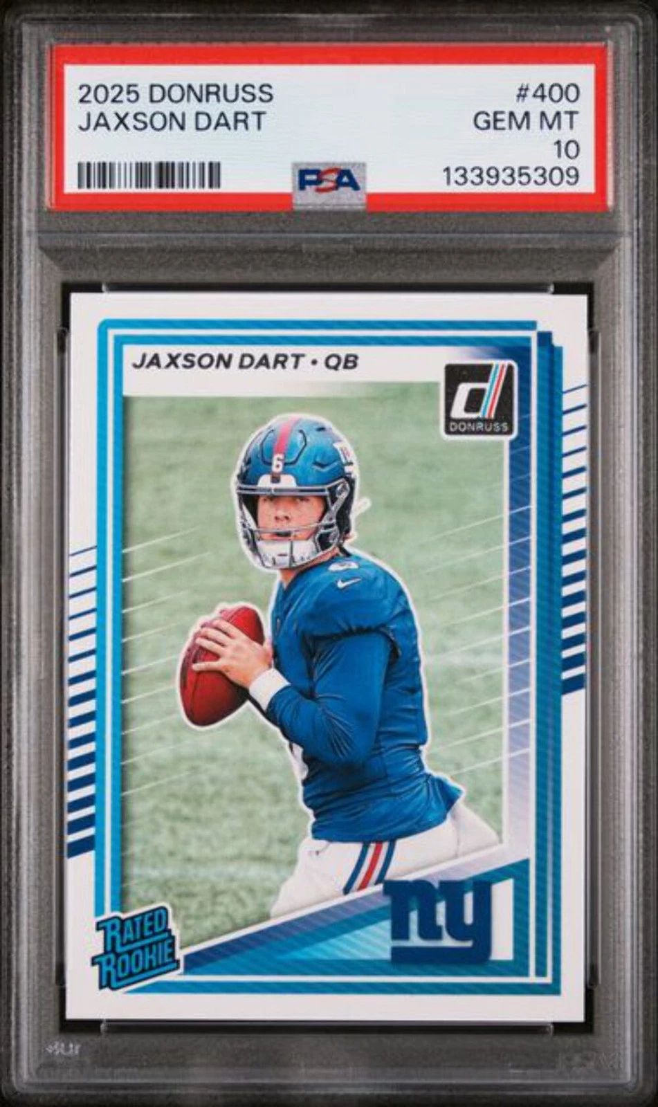 Graded 2025 Panini Donruss Jaxson Dart #400 Rookie RC Football Card PSA 10 Mint