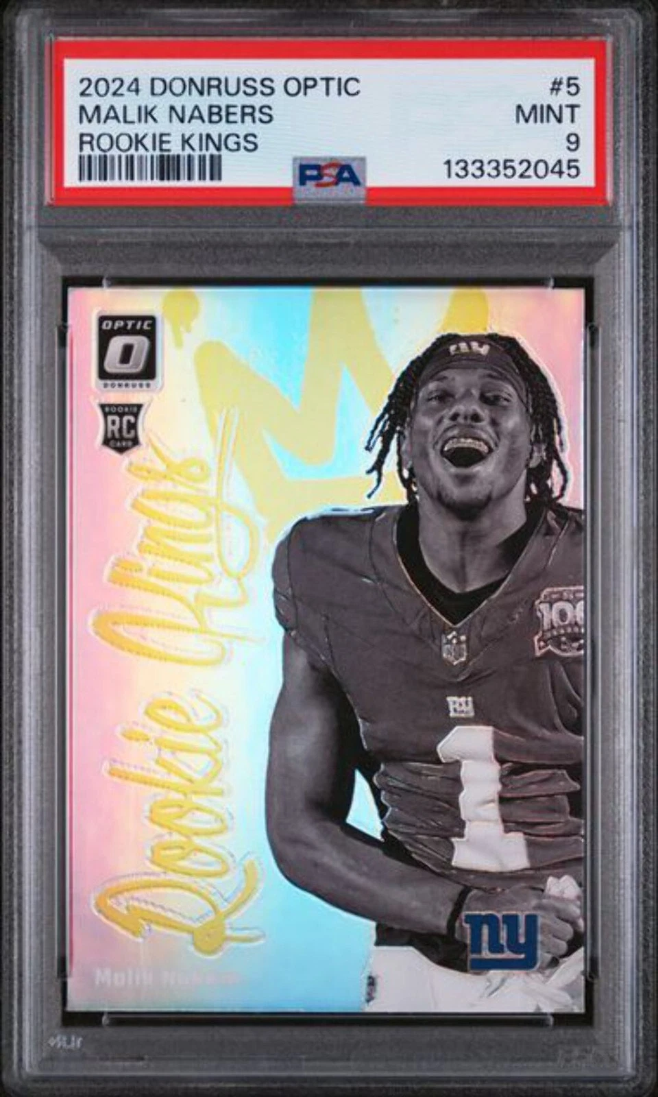 Graded 2024 Panini Donruss Optic Malik Nabers #5 Rookie Kings Rookie Card PSA 9