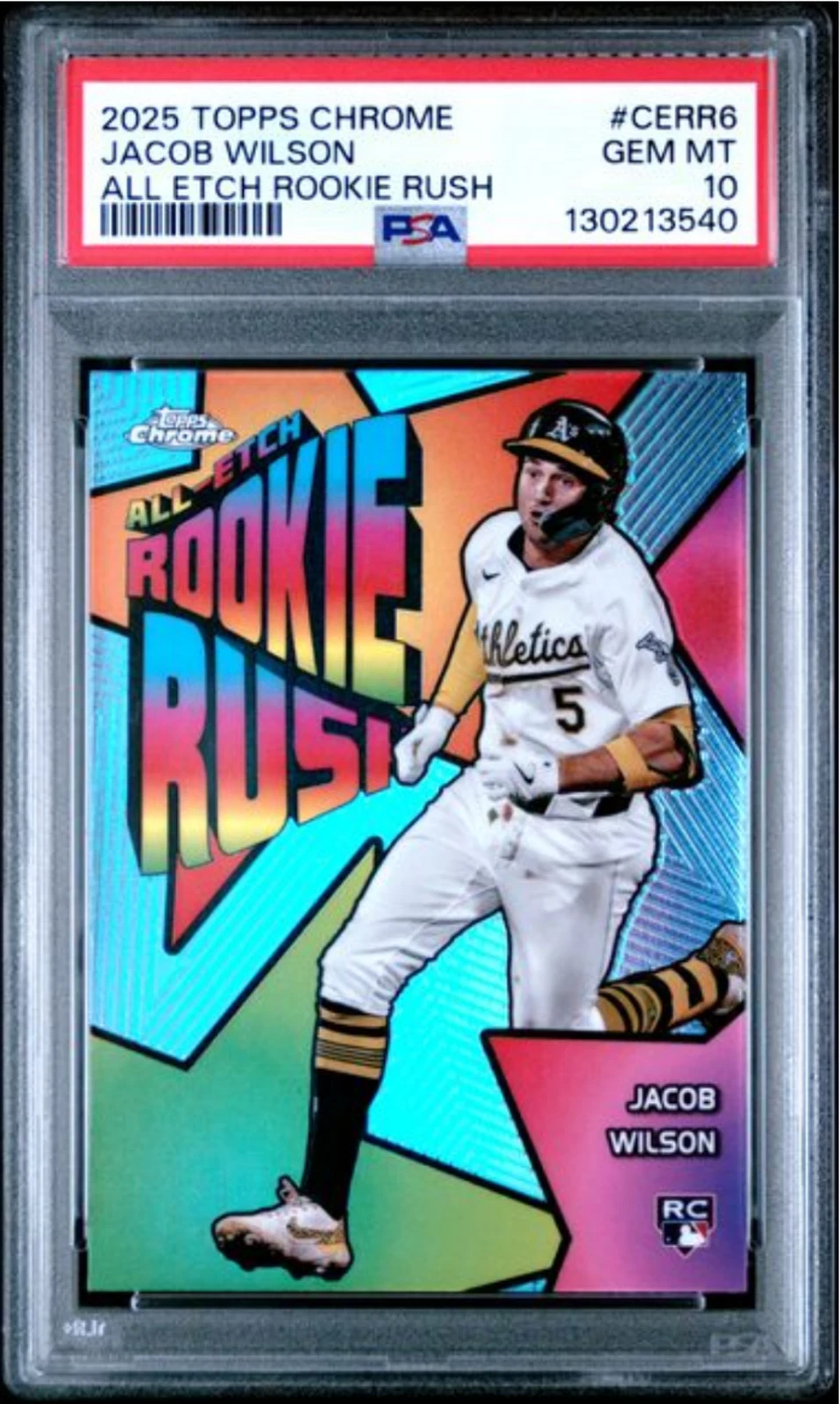 Graded 2025 Topps Chrome Jacob Wilson #CERR6 All Etch Rookie Rush Card PSA 10