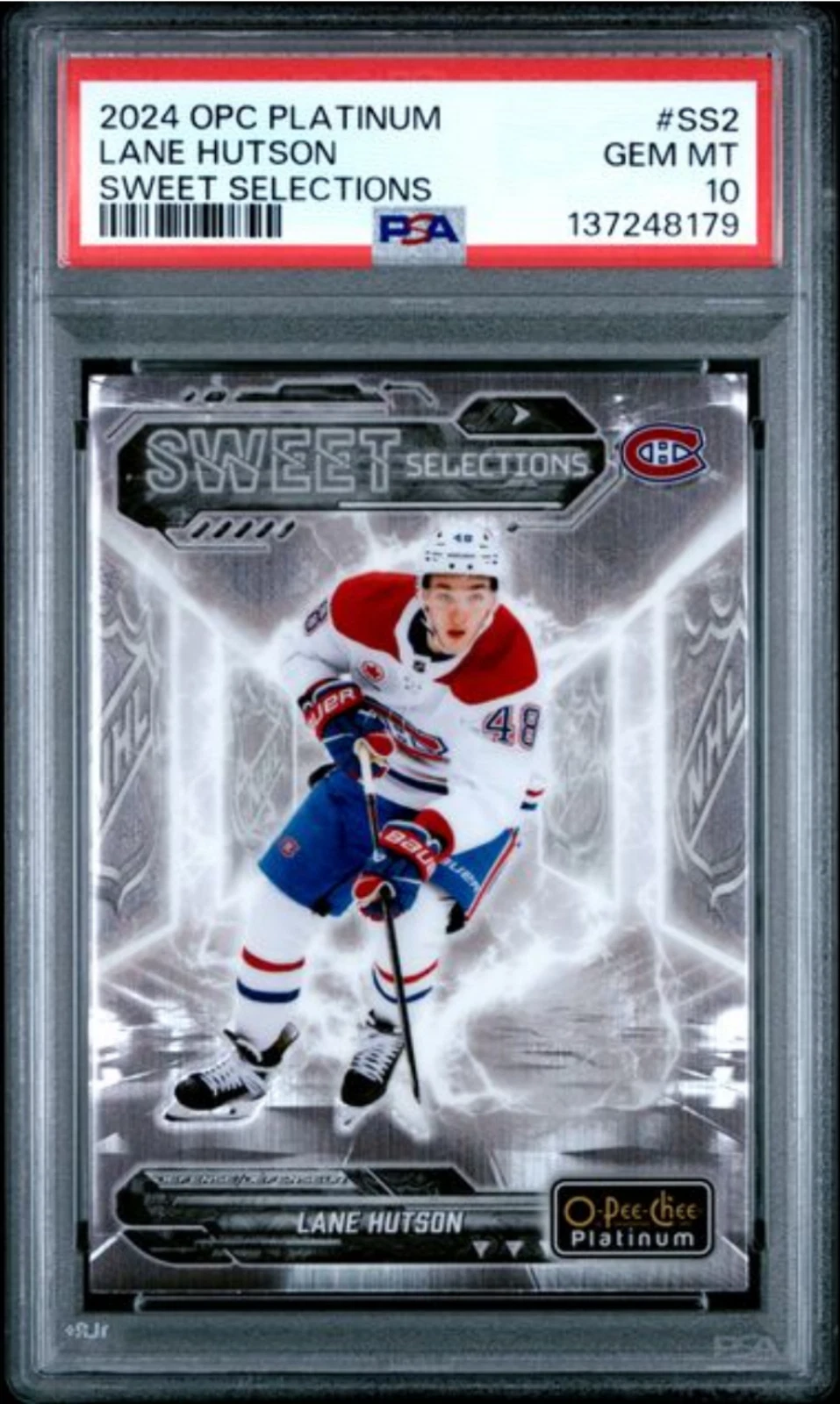 Graded 2024 O-Pee-Chee Platinum Lane Hutson #SS2 Selections Rookie Card PSA 10