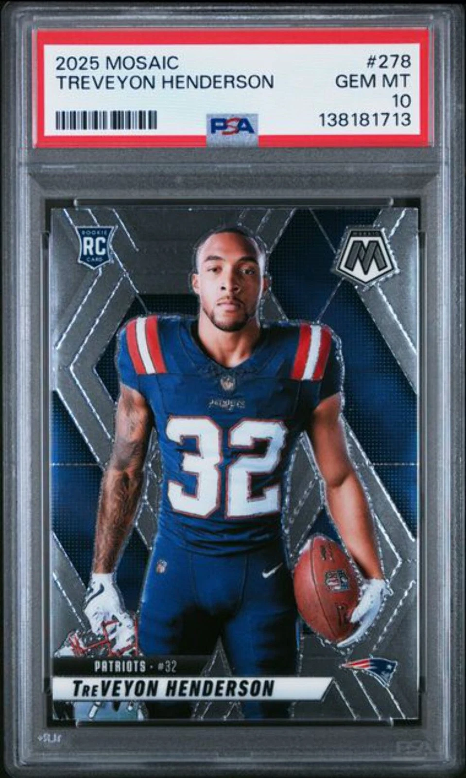 Graded 2025 Panini Mosaic TreVeyon Henderson #278 Variation RC Football PSA 10