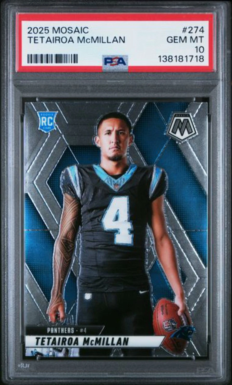 Graded 2025 Panini Mosaic Tetairoa McMillan #274 Variation RC Football PSA 10