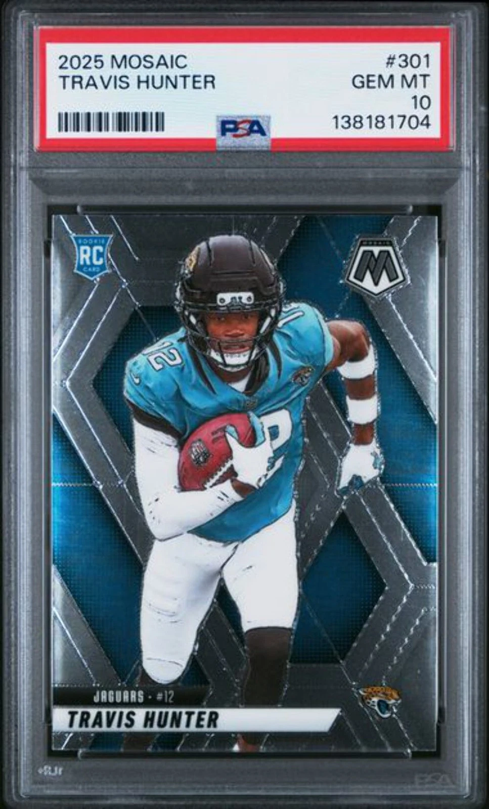 Graded 2025 Panini Mosaic Travis Hunter #301 Rookie RC Football Card PSA 10