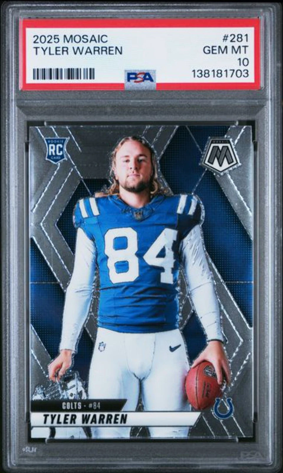 Graded 2025 Mosaic Tyler Warren #281 Variation Rookie RC Football Card PSA 10