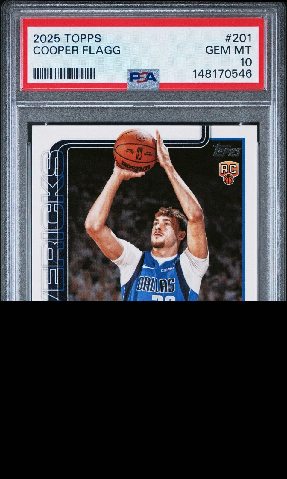 Graded 2025 Topps Cooper Flagg #201 Rookie RC Basketball Card PSA 10 Gem Mint