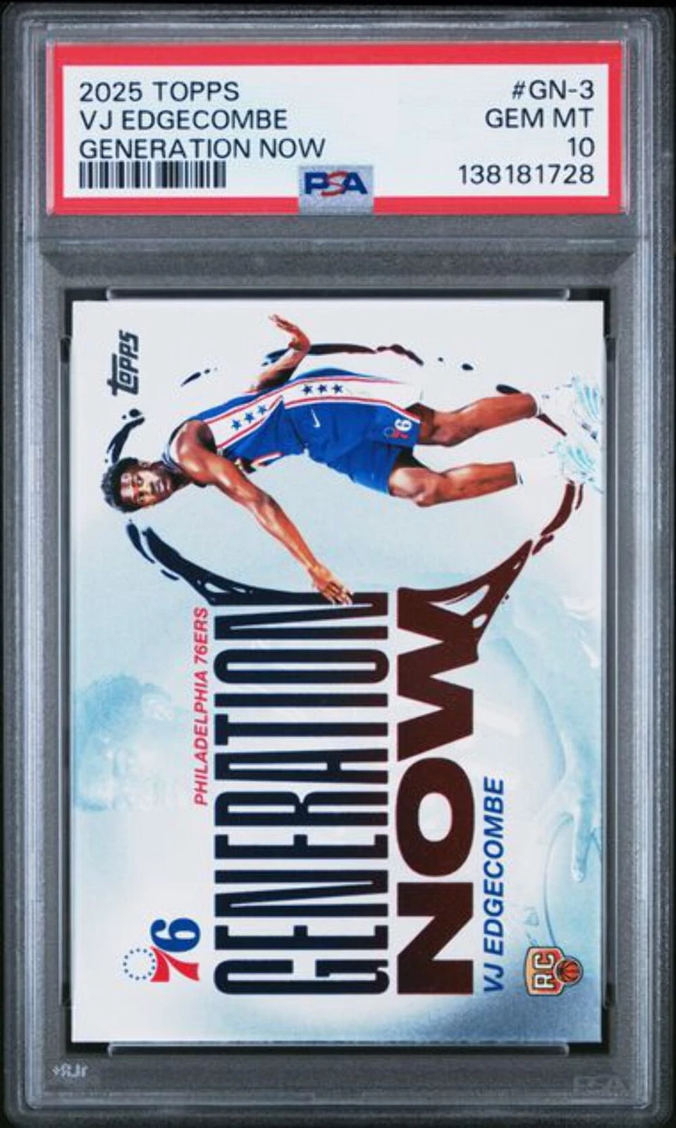 Graded 2025 Topps VJ Edgecombe #GN3 Generation Now RC Basketball Card PSA 10