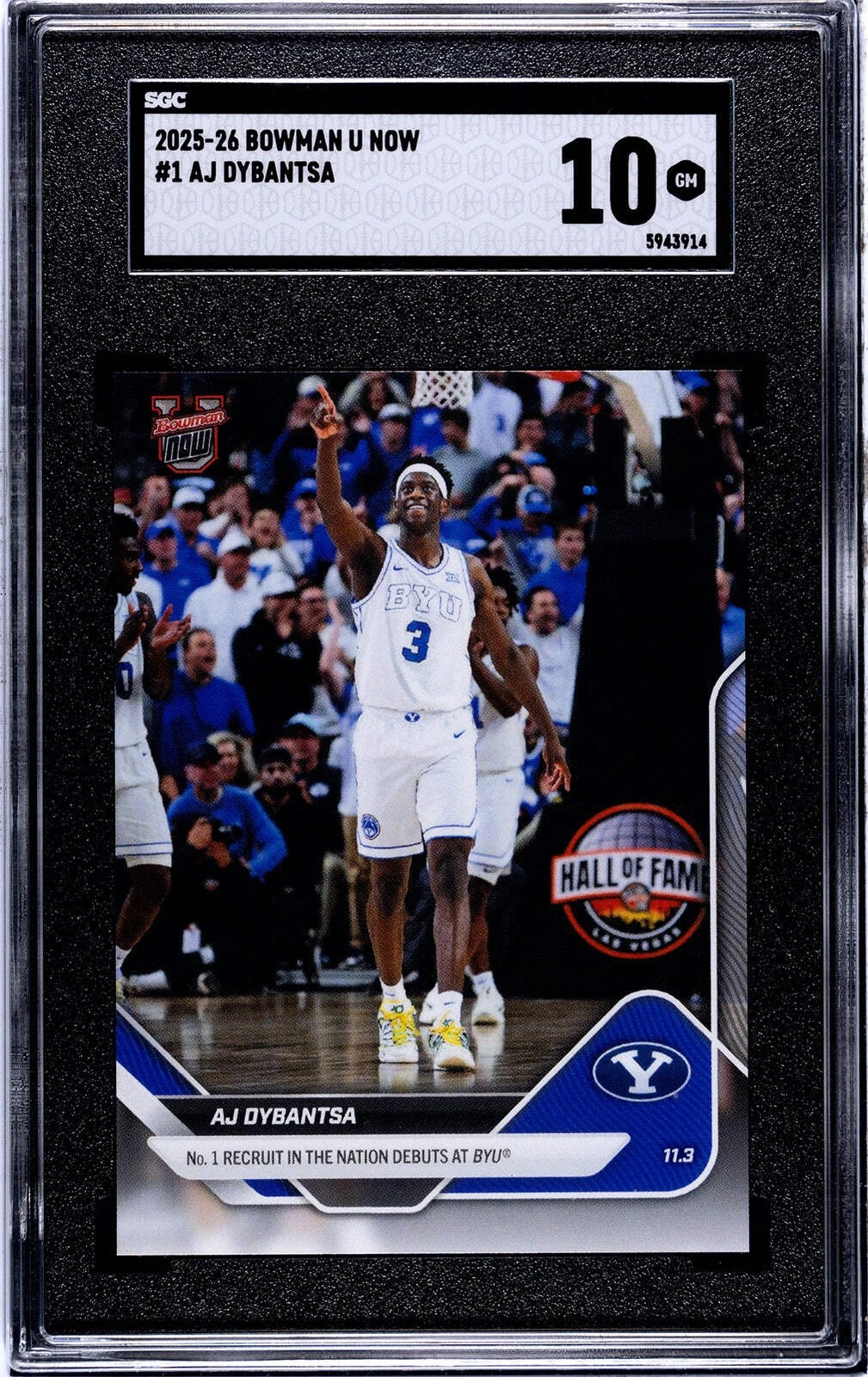 Graded 2025 Topps Bowman U Now AJ Dybantsa #1 Rookie RC Basketball Card SGC 10