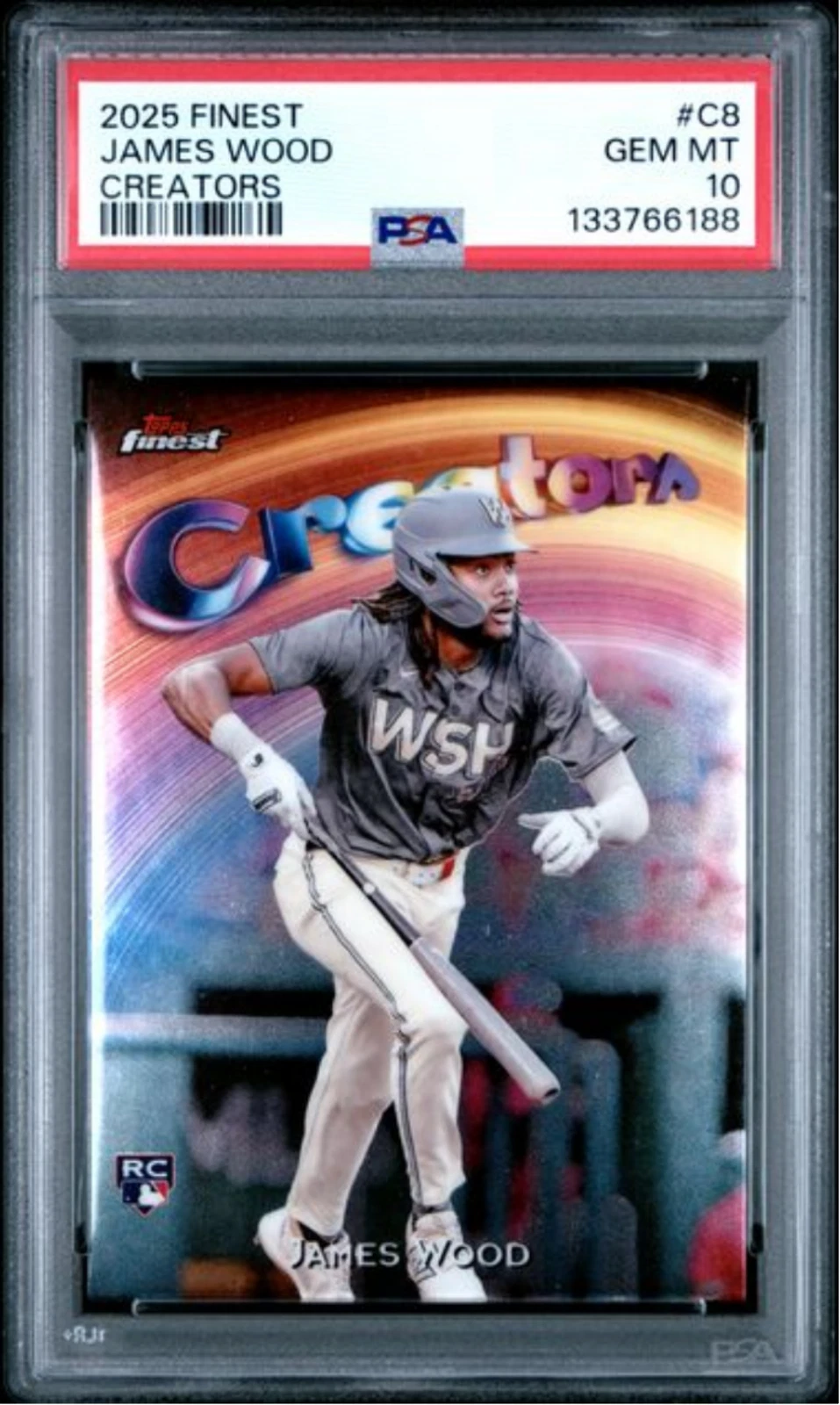 Graded 2025 Topps Finest James Wood #C8 Creators Rookie RC Card PSA 10 Gem Mint