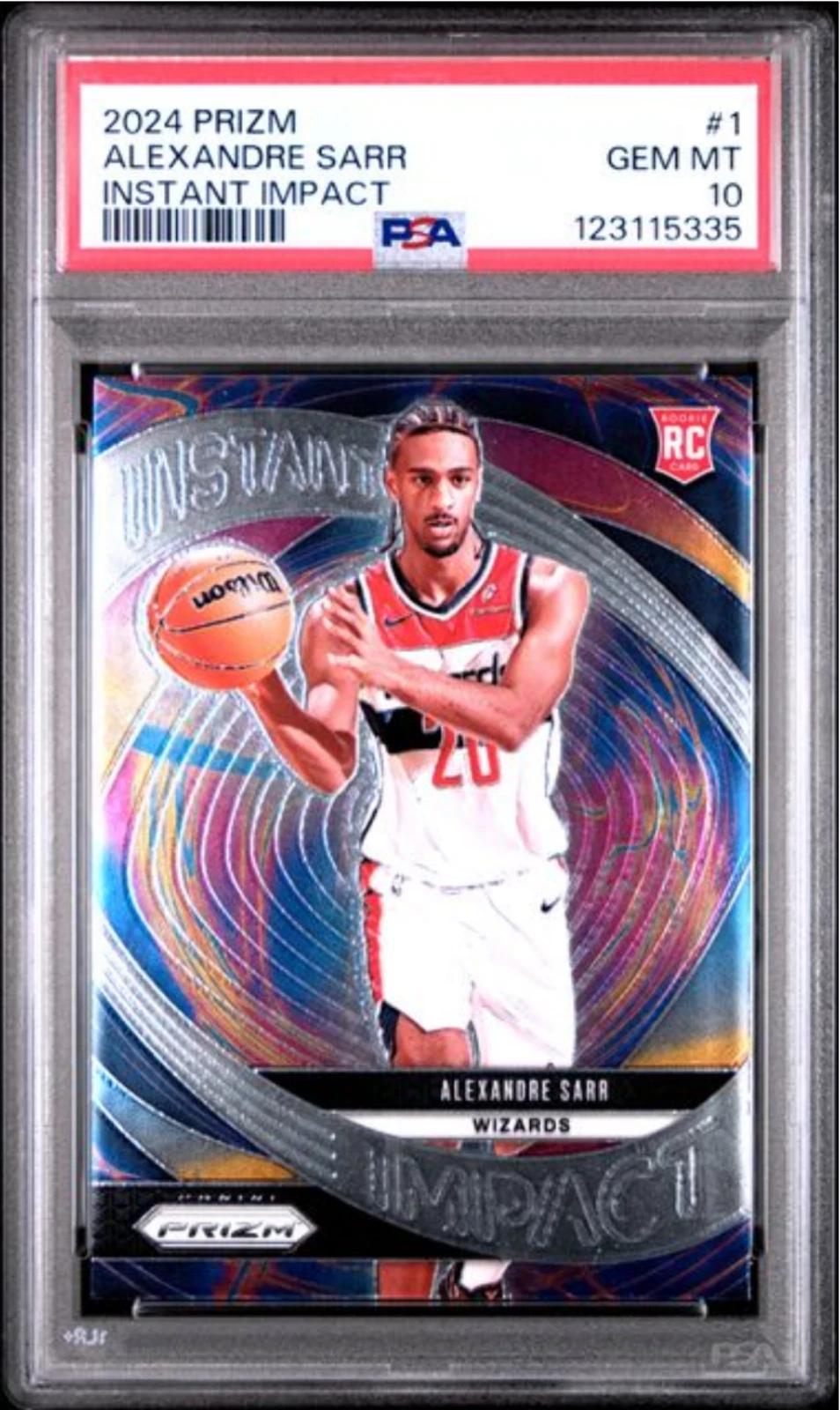 Graded 2024 Panini Prizm Alexandre Sarr #1 Instant Impact Rookie RC Card PSA 10