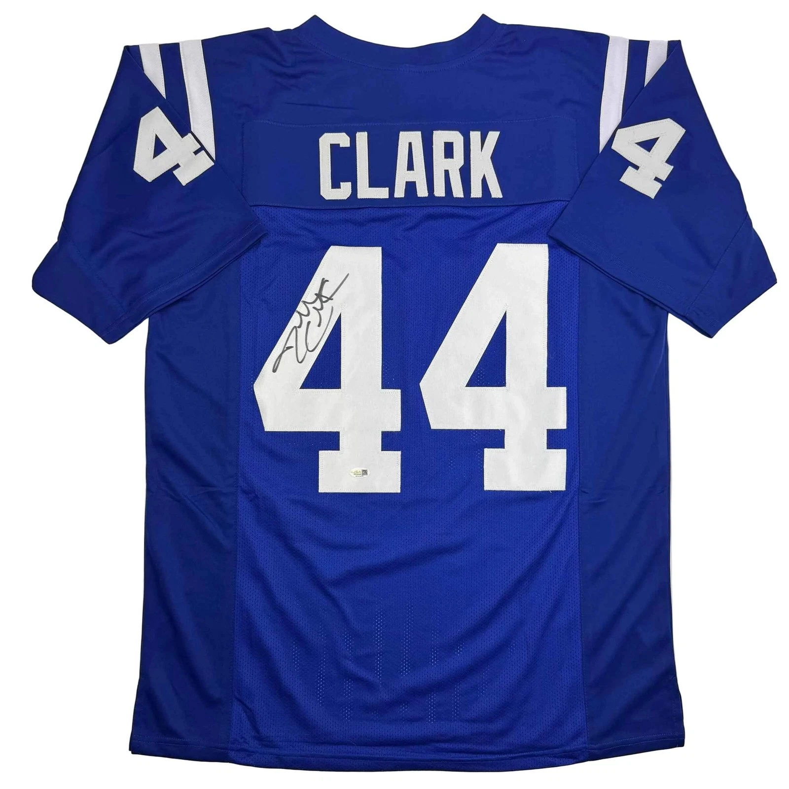 Autographed/Signed DALLAS CLARK Indianapolis Blue Football Jersey JSA COA Auto