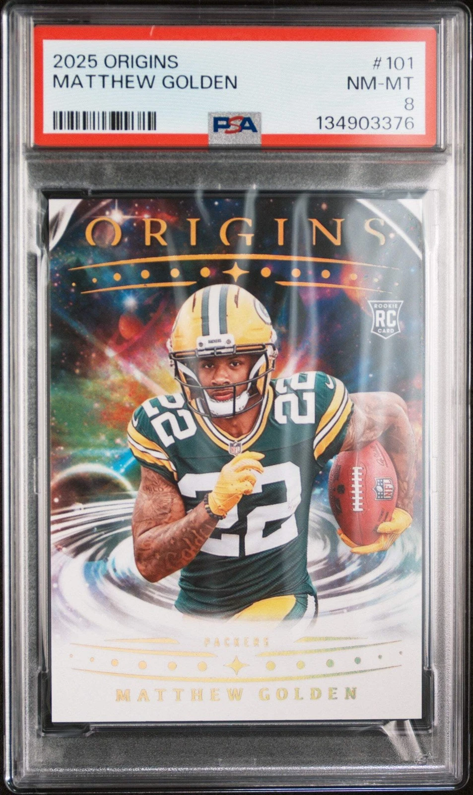 Graded 2025 Panini Origins Matthew Golden #101 Rookie RC Football Card PSA 8