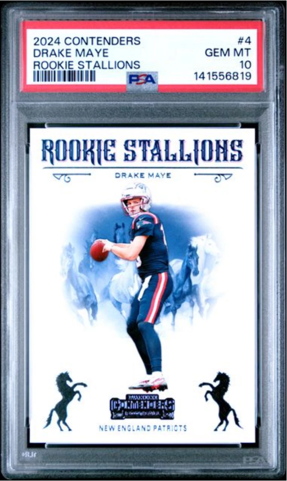 Graded 2024 Panini Contenders Drake Maye #4 Rookie Stallions Rookie Card PSA 10