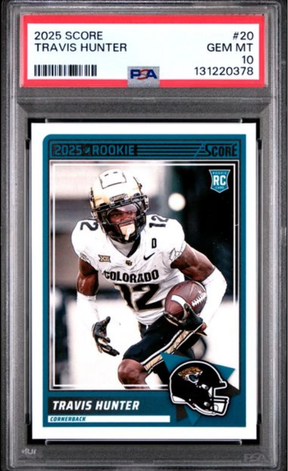 Graded 2025 Panini Score Travis Hunter #20 Rookie RC Football Card PSA 10 Mint