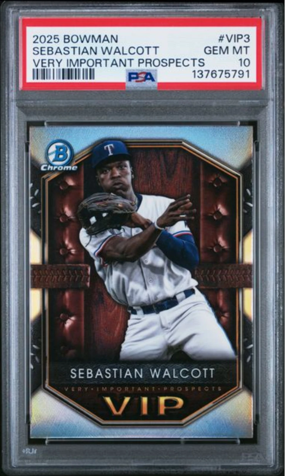 Graded 2025 Topps Bowman Sebastian Walcott #VIP3 Rookie RC Card PSA 10 Gem Mint