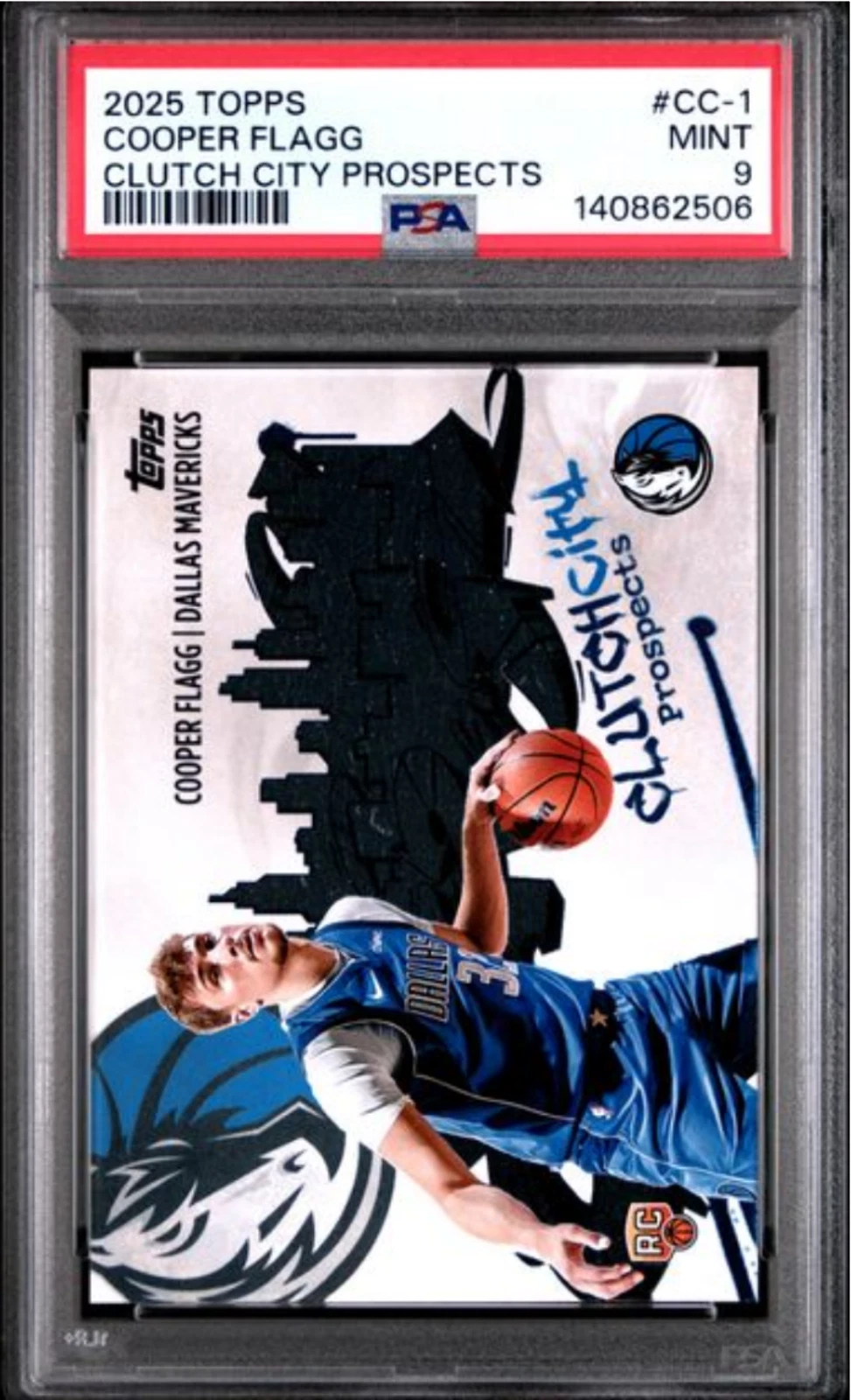 Graded 2025 Topps Cooper Flagg #CC1 Clutch City Prospects Rookie RC Card PSA 9