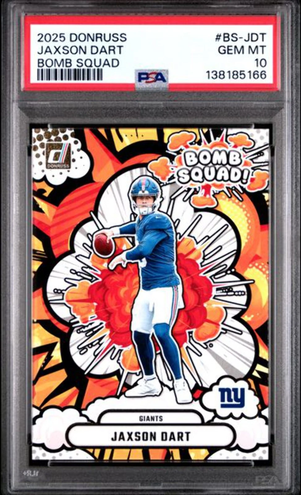 Graded 2025 Donruss Jaxson Dart #BSJDT Bomb Squad Rookie RC Card PSA 10 Gem Mint