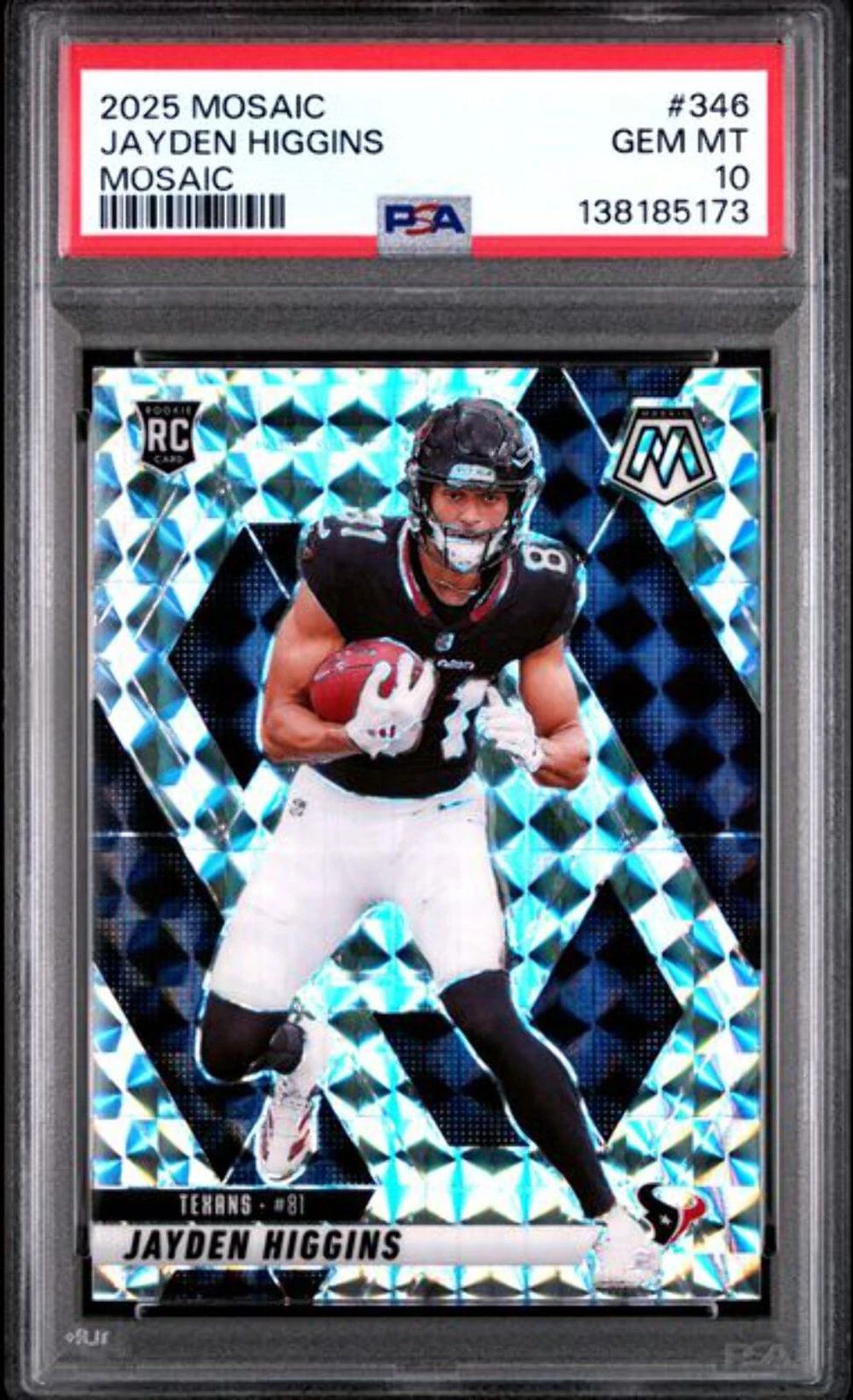 Graded 2025 Panini Mosaic Jayden Higgins #346 Mosaic Rookie RC Card PSA 10 Mint