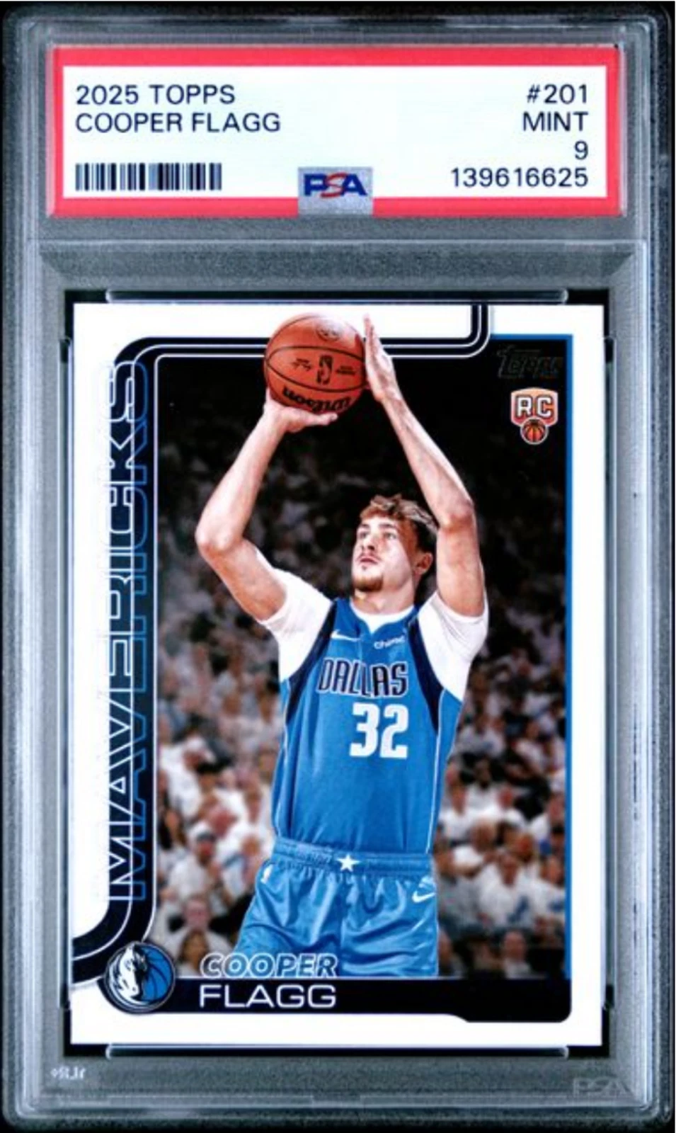 Graded 2025 Topps Cooper Flagg #201 Rookie RC Basketball Card PSA 9 Mint