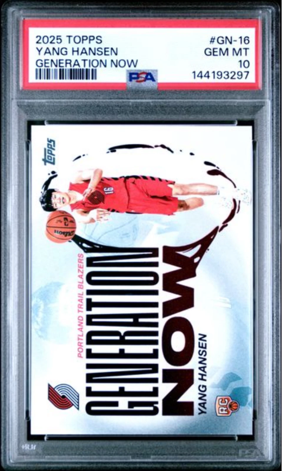 Graded 2025 Topps Yang Hansen #GN16 Generation Now Rookie RC Card PSA 10 Mint