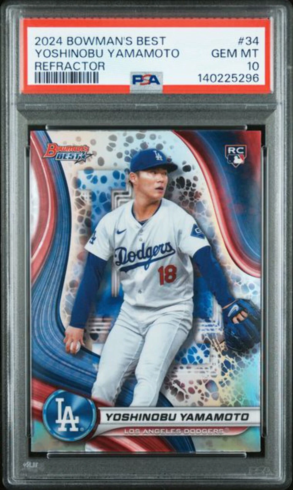 Graded 2024 Bowmans Best Yoshinobu Yamamoto #34 Refractor Rookie Card PSA 10