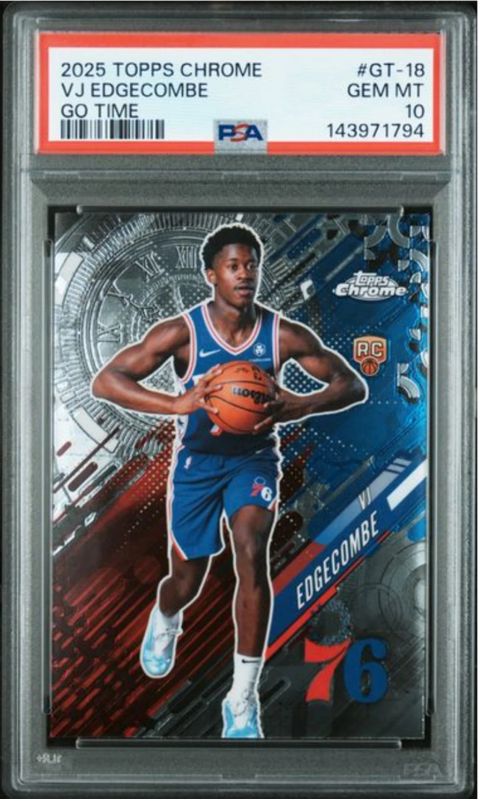 Graded 2025 Topps Chrome VJ Edgecombe #GT18 Go Time Rookie Card PSA 10 Gem Mint