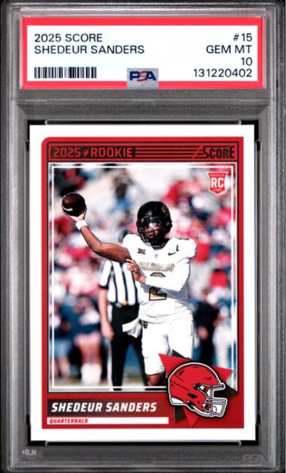 Graded 2025 Panini Score Shedeur Sanders #15 Rookie RC Football Card PSA 10 Mint