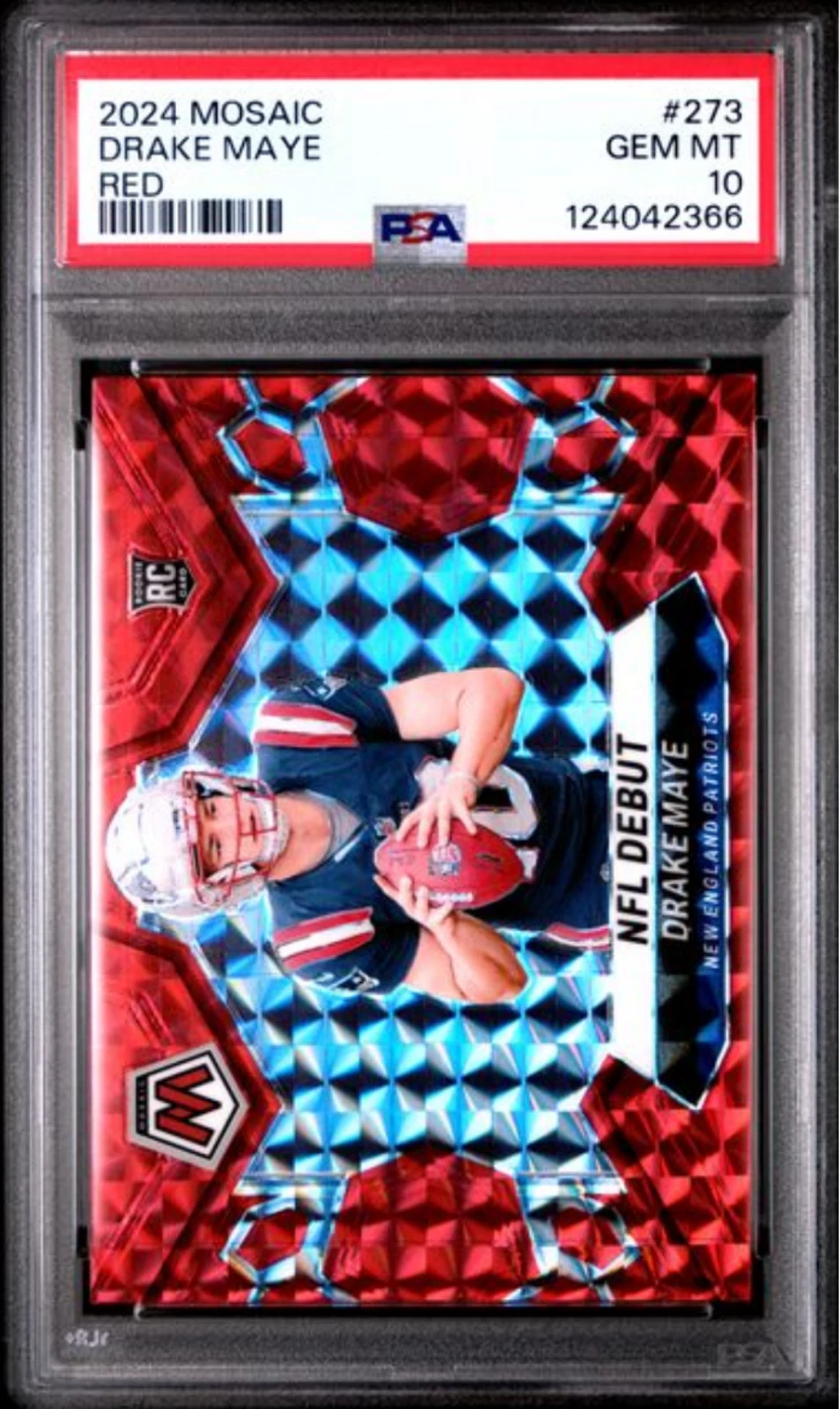 Graded 2024 Panini Mosaic Drake Maye #273 Red Rookie RC Football Card PSA 10 Gem