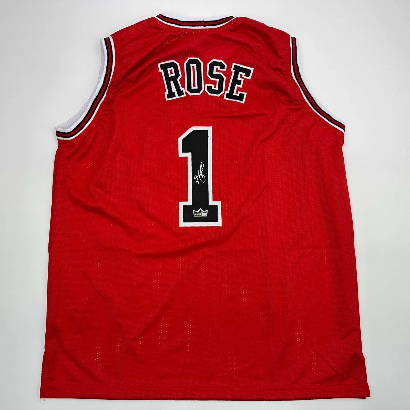 Facsimile Autographed Derrick Rose Chicago Red Reprint Jersey Size Men's XL