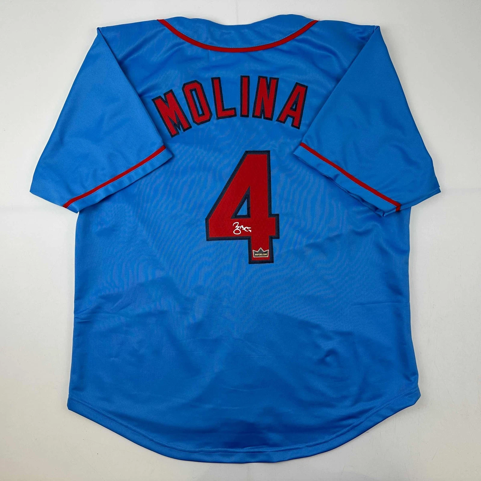 Facsimile Autographed Yadier Molina St. Louis Blue Reprint Jersey Size Men's XL