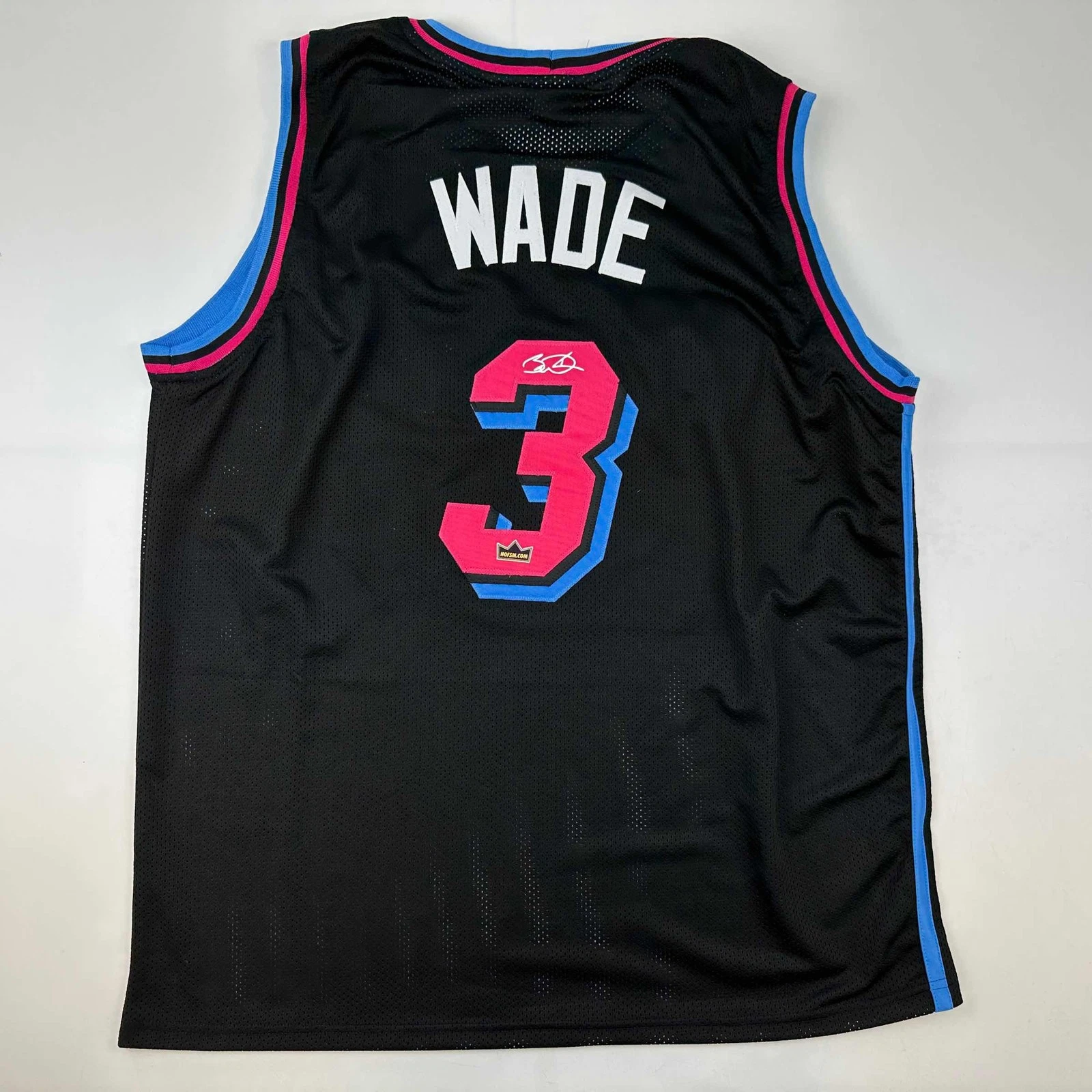 Facsimile Autographed Dwyane Wade Miami Black Vice City Reprint Auto Jersey XL