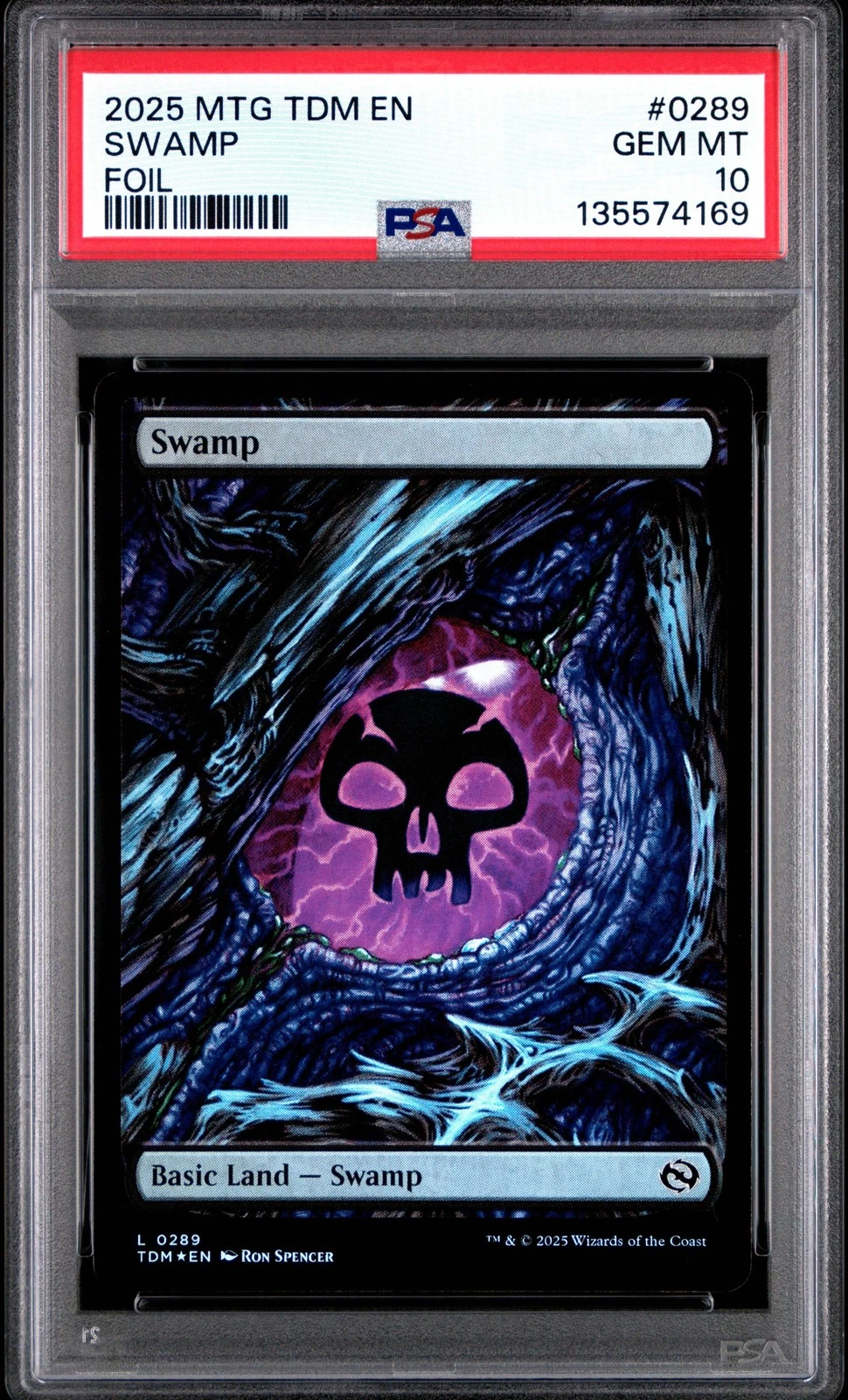 Graded 2025 Magic The Gathering Swamp #0289 Foil Tarkir Dragonstorm Card PSA 10