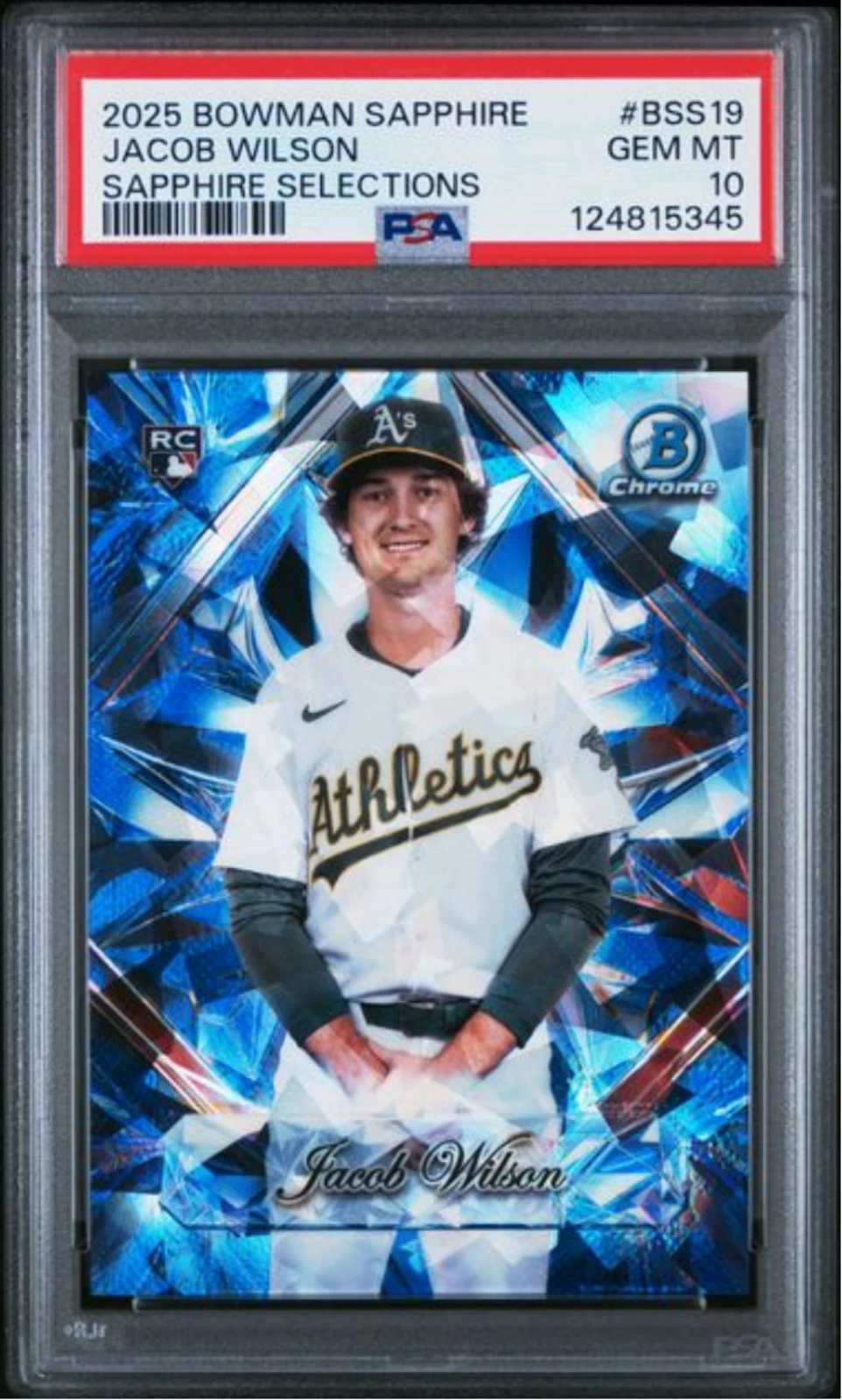 Graded 2025 Bowman Sapphire Jacob Wilson #BSS19 Selections Baseball Card PSA 10