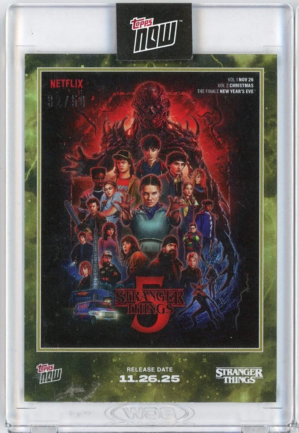 2025 Topps Now Stranger Things #STRA Gold /50 Season 5 Cover Art Card