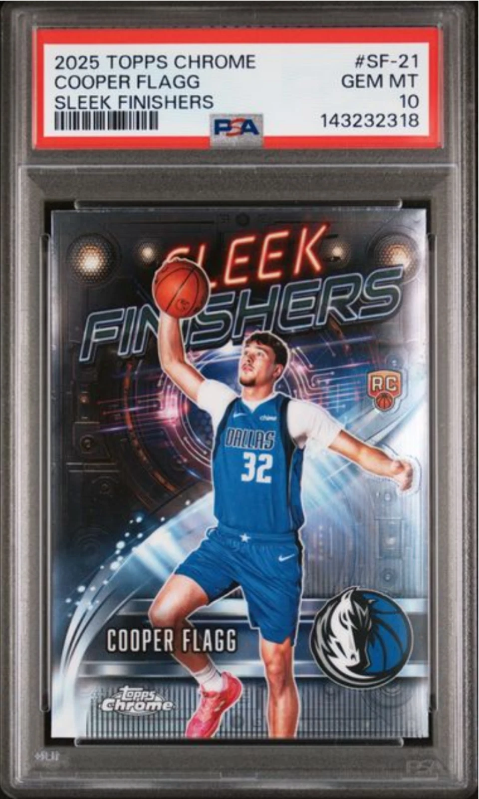 Graded 2025 Topps Chrome Cooper Flagg #SF21 Finishers Basketball Card PSA 10