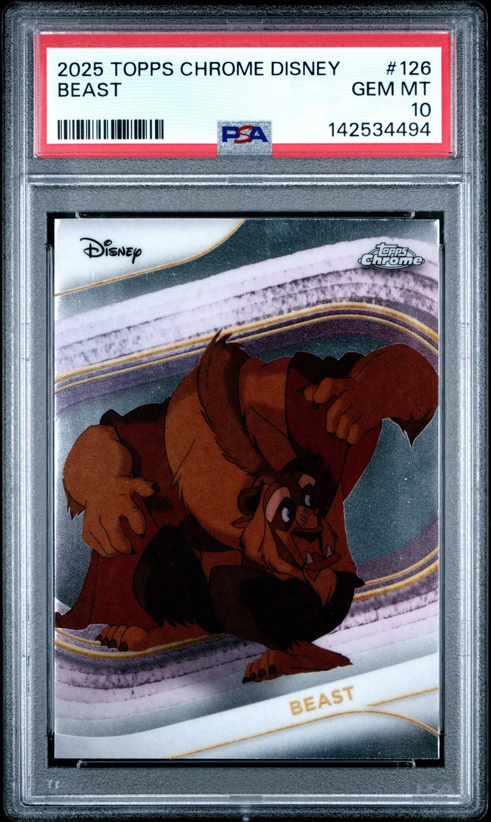 Graded 2025 Topps Chrome Disney Beast #126 Beauty and the Beast Card PSA 10 Mint