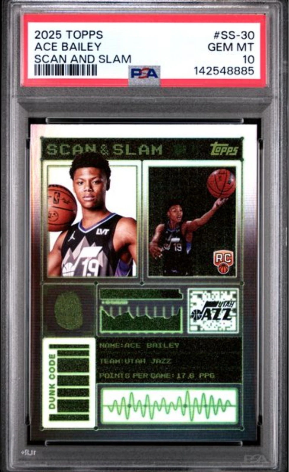 Graded 2025 Topps Ace Bailey #SS30 Scan and Slam Rookie Basketball Card PSA 10