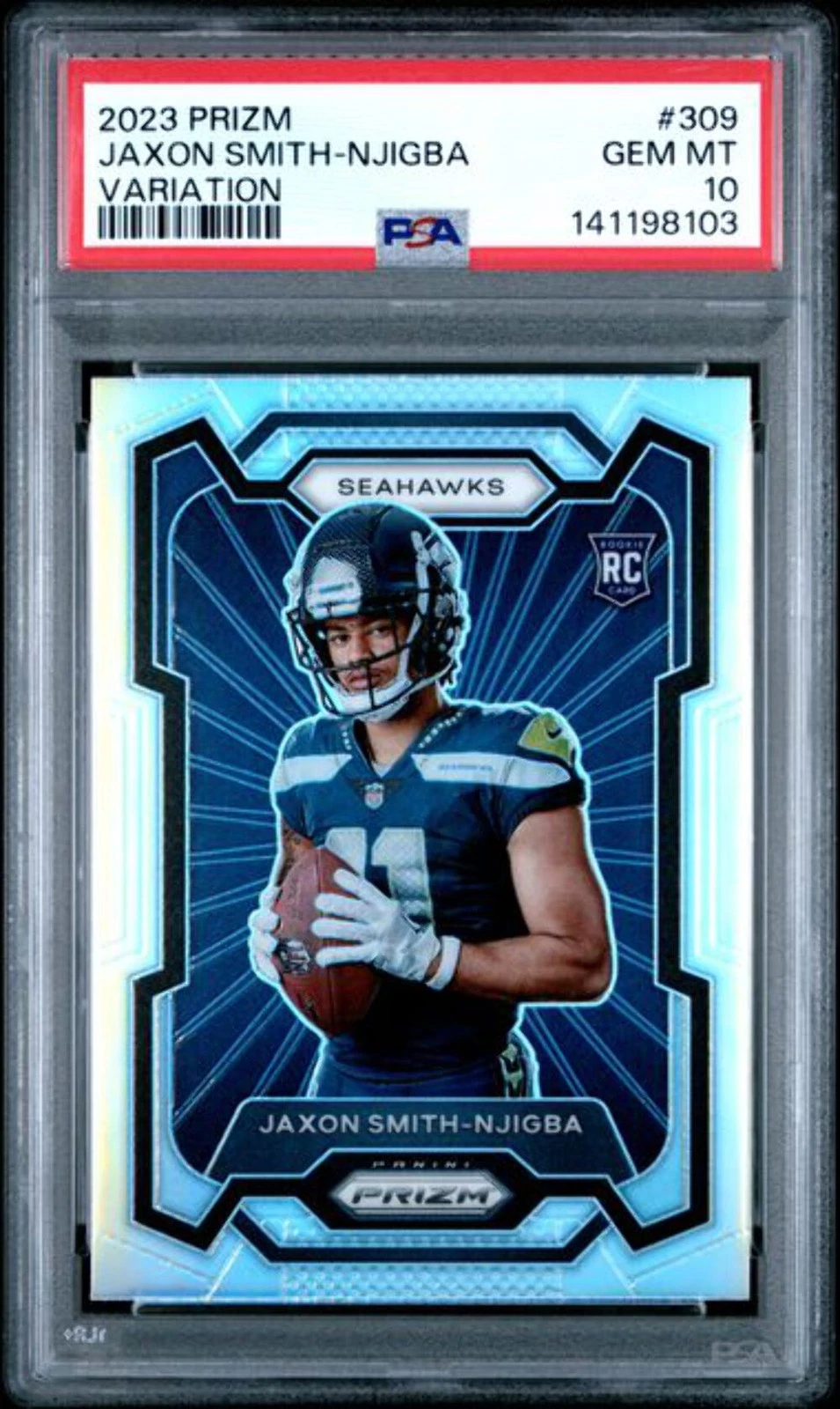 Graded 2023 Panini Prizm Jaxon Smith-Njigba #309 Variation Rookie RC Card PSA 10